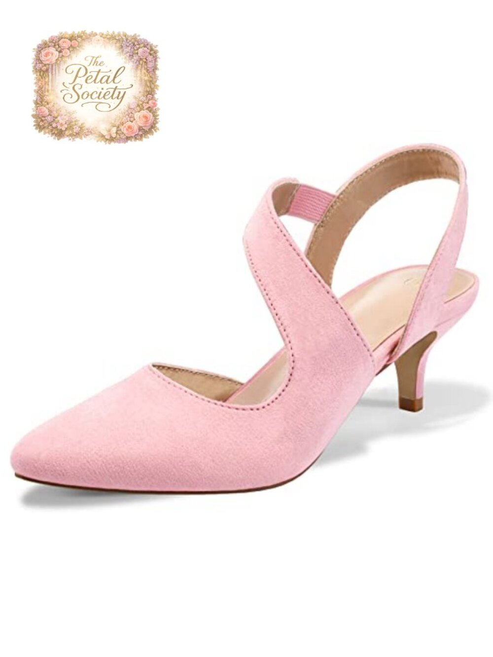 Women's Kitten Heel Slingback Pumps Pointed Toe Dress Shoes Medium Wide